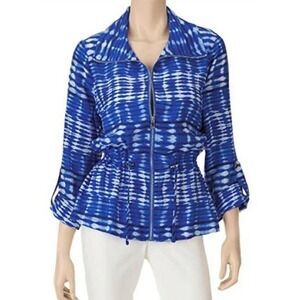 Ruby Rd Sunset Island Tie Waist Jacket Womens 20w 20 Tie Dye Roll Tab Sleeve